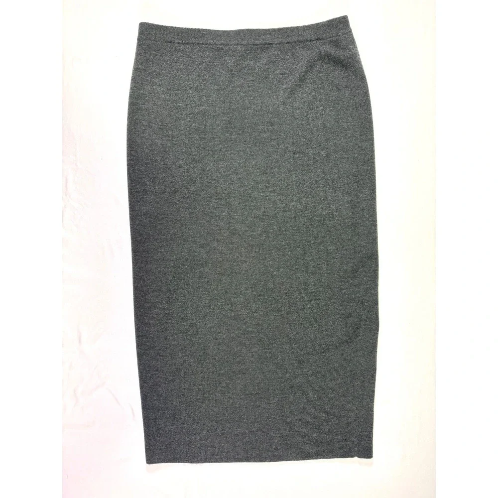 NWT Eileen Fisher Merino Wool Pencil Skirt M Grey Midi Knit Capsule Minimal Boho